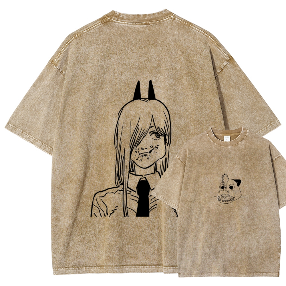Chainsaw Man Unisex Fit Washed T-Shirt 2604004373