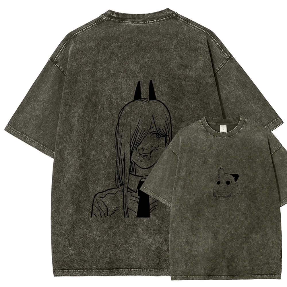 Chainsaw Man Unisex Fit Washed T-Shirt 2604004373
