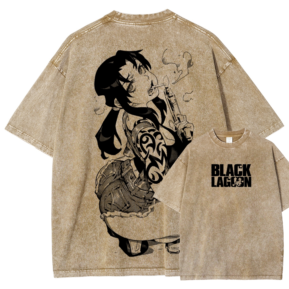 Black Lagoon Unisex Fit Washed T-Shirt 2604010237