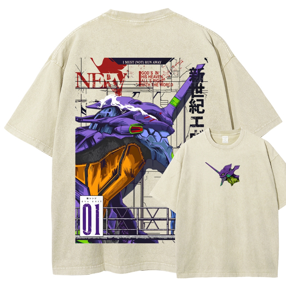 Neon Genesis Evangelion Unisex Fit Washed T-Shirt 2605003361