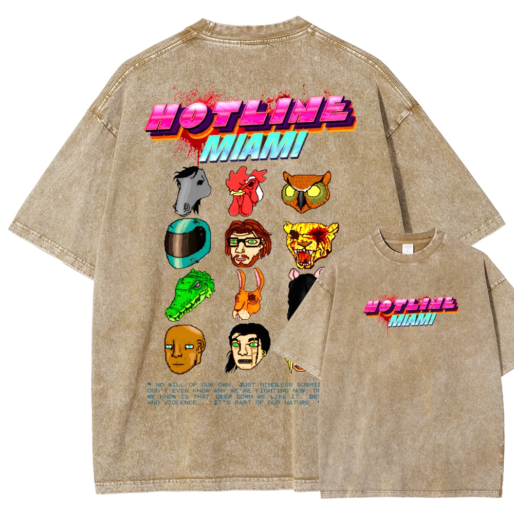 HOTLINE MIAMI Washed T-shirt 2607011702