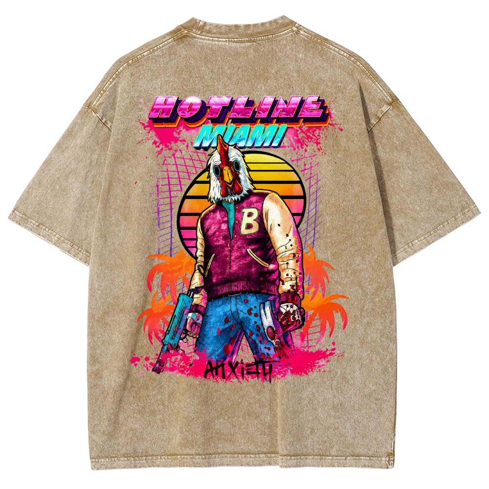 HOTLINE MIAMI Washed T-shirt 2607011712