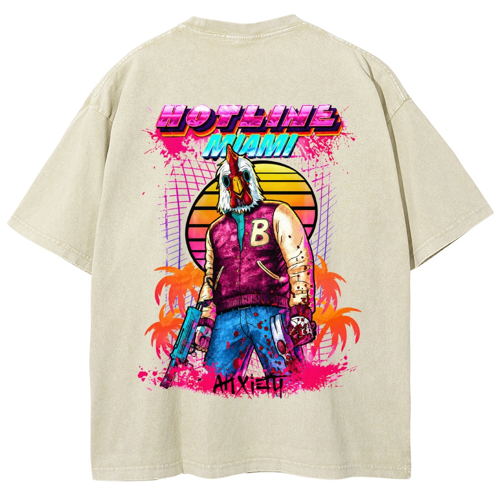 HOTLINE MIAMI Washed T-shirt 2607011712