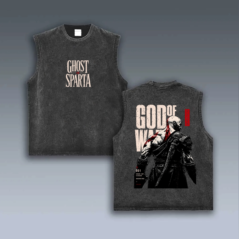 GOW Unisex washed vintage-style sports vest