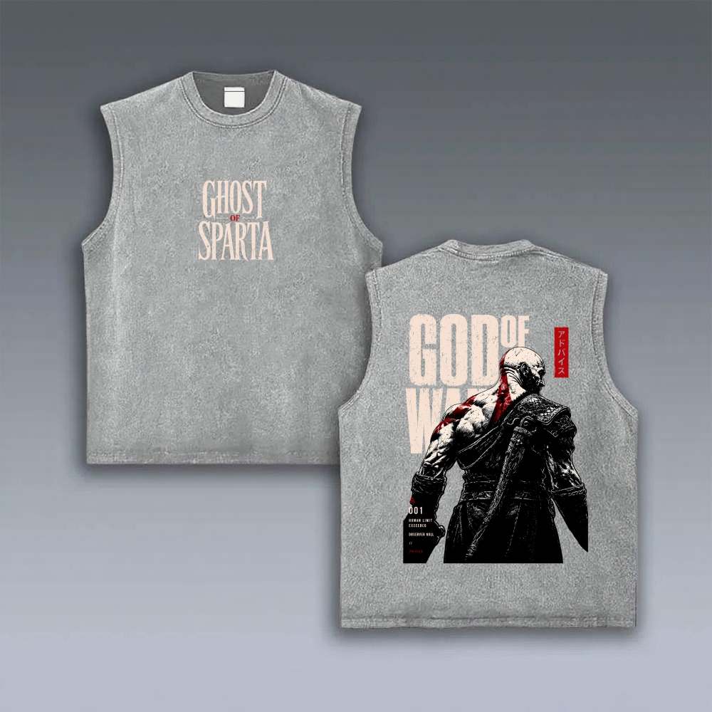 GOW Unisex washed vintage-style sports vest