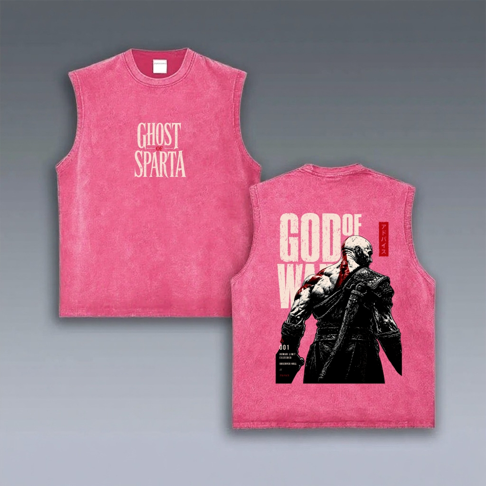 GOW Unisex washed vintage-style sports vest