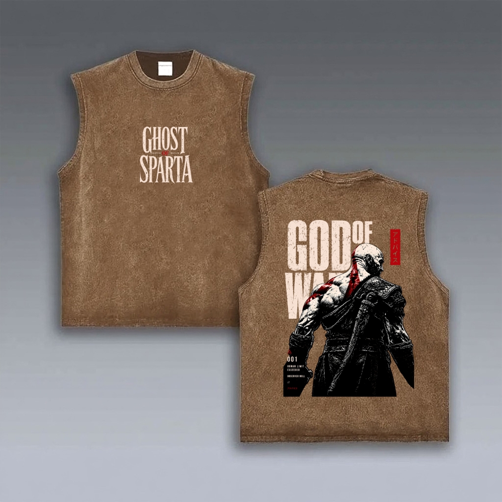 GOW Unisex washed vintage-style sports vest