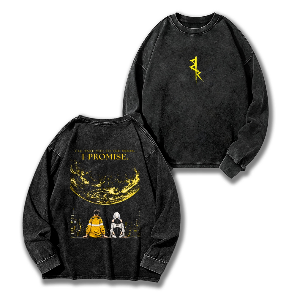Cyberpunk Edgerunners Men's Washed Vintage Fashion Style