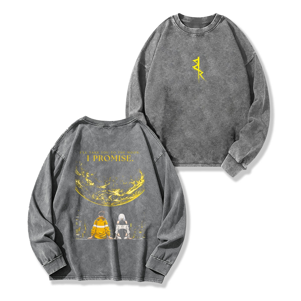 Cyberpunk Edgerunners Men's Washed Vintage Fashion Style