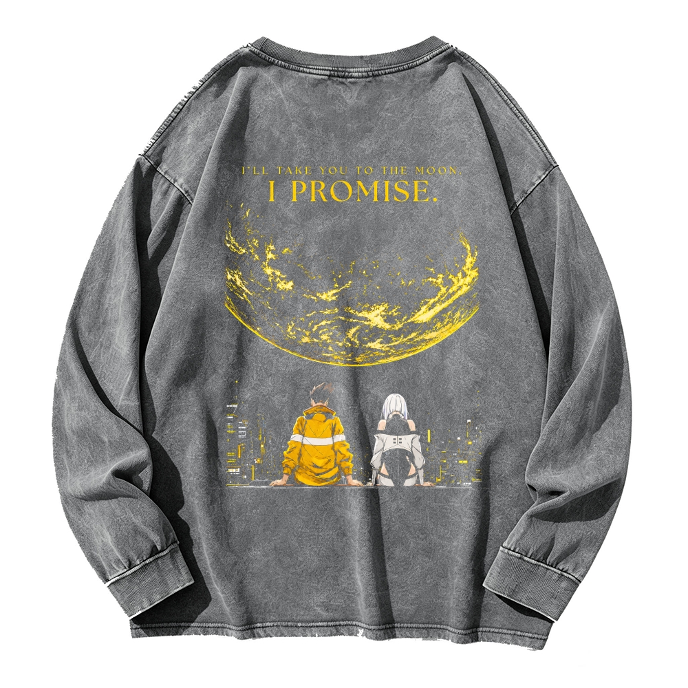 Cyberpunk Edgerunners Men's Washed Vintage Fashion Style
