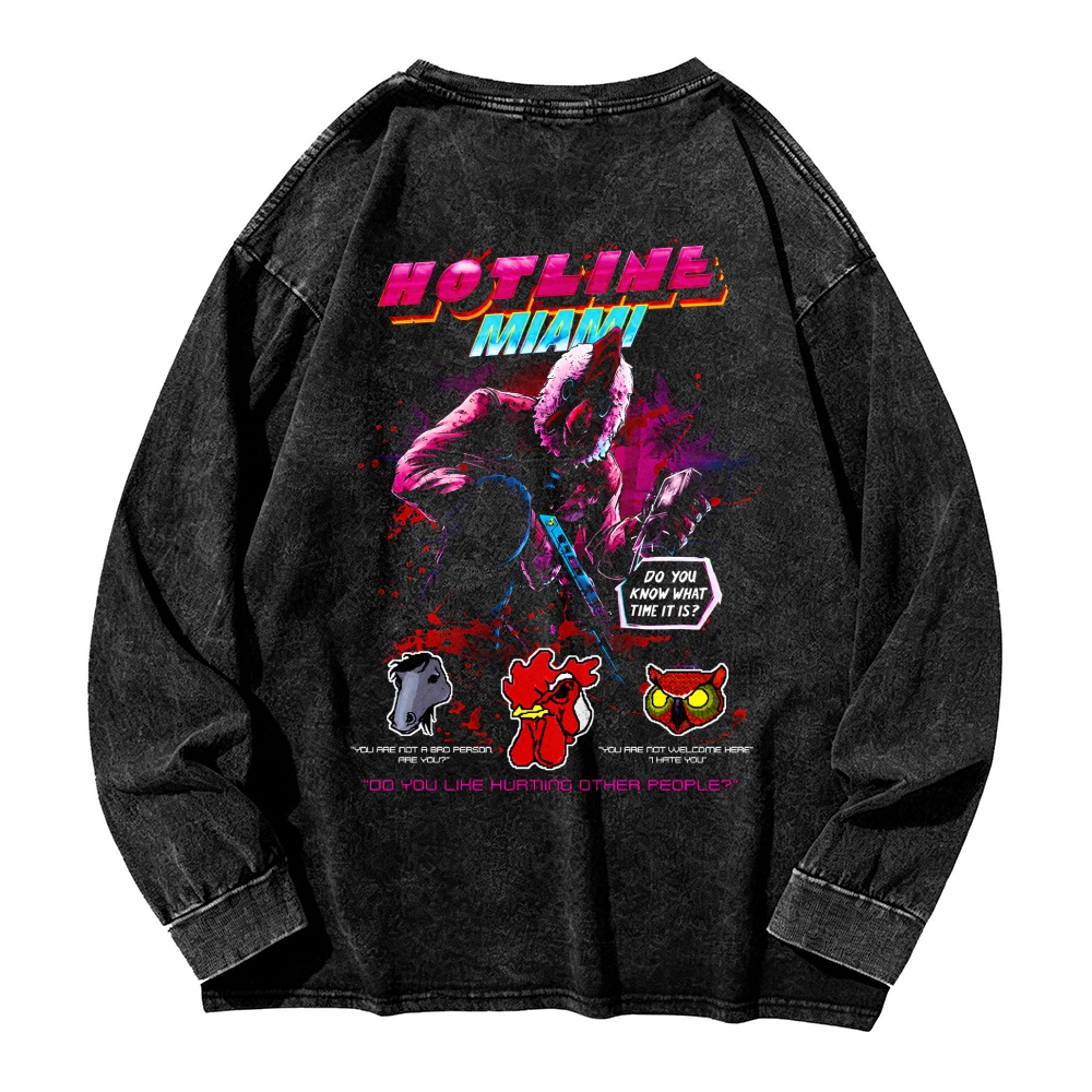 HOTLINE MIAMI Men's Washed Vintage Fashion Style