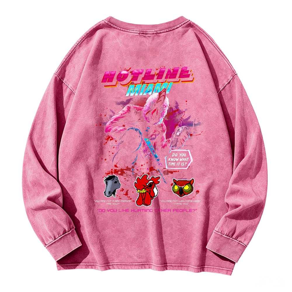 HOTLINE MIAMI Men's Washed Vintage Fashion Style
