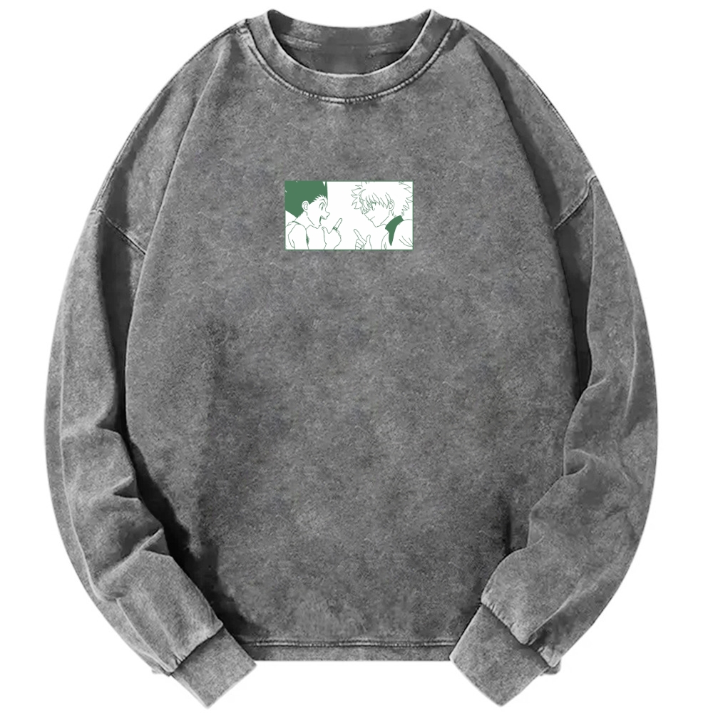 HUNTER×HUNTER Washed Vintage Crewneck Long Sleeve T-Shirt