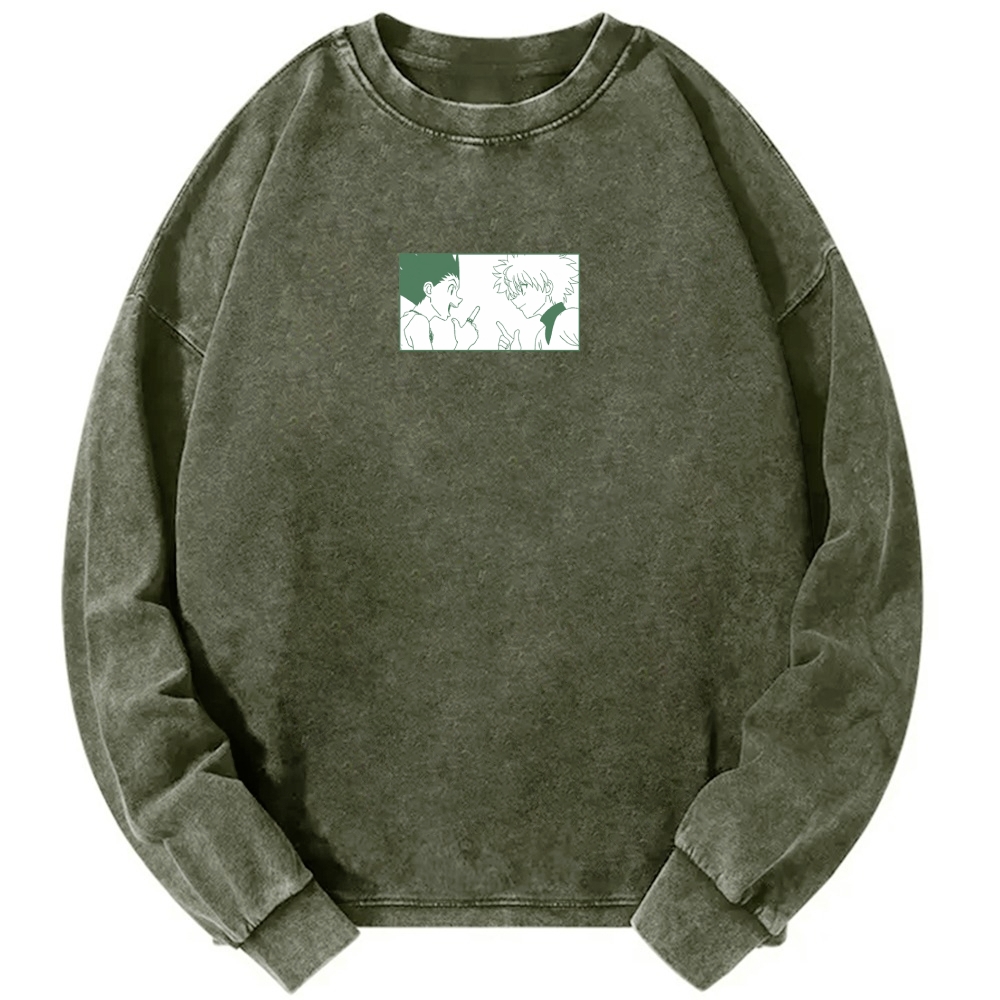 HUNTER×HUNTER Washed Vintage Crewneck Long Sleeve T-Shirt