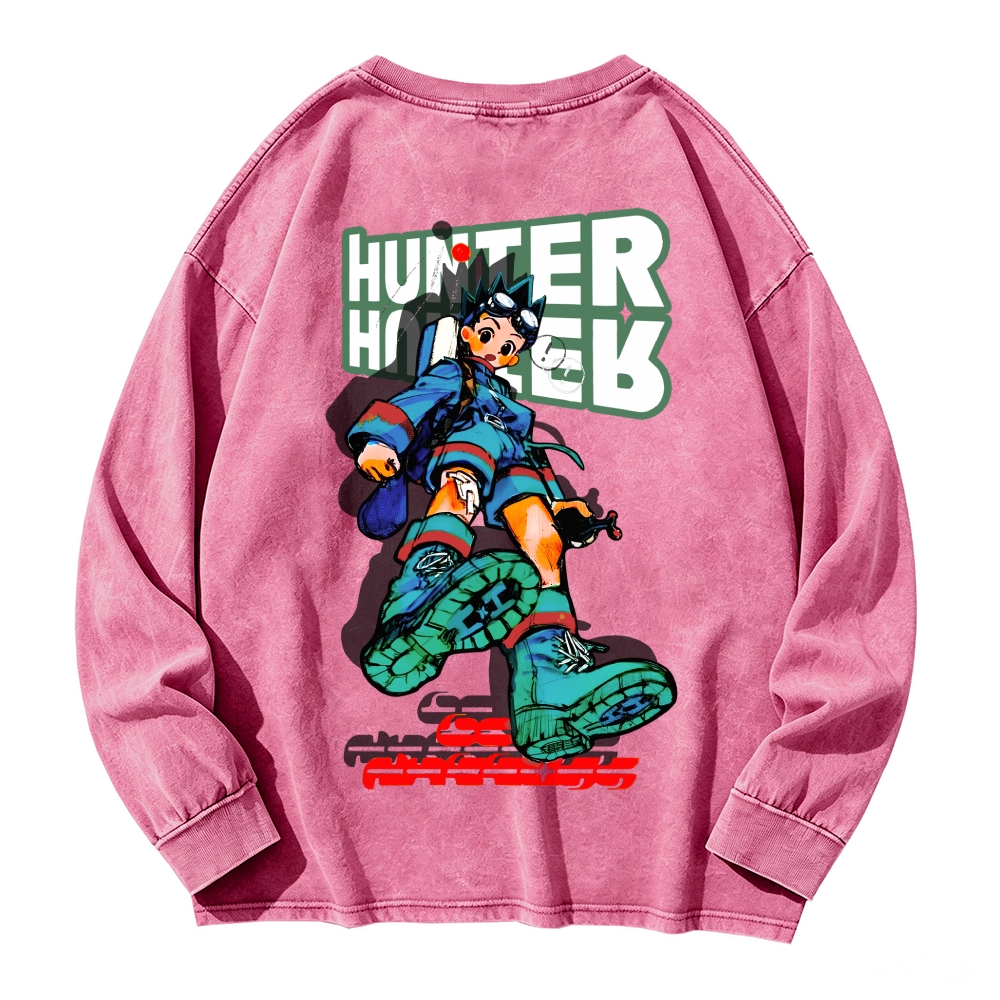 HUNTER×HUNTER Washed Vintage Crewneck Long Sleeve T-Shirt
