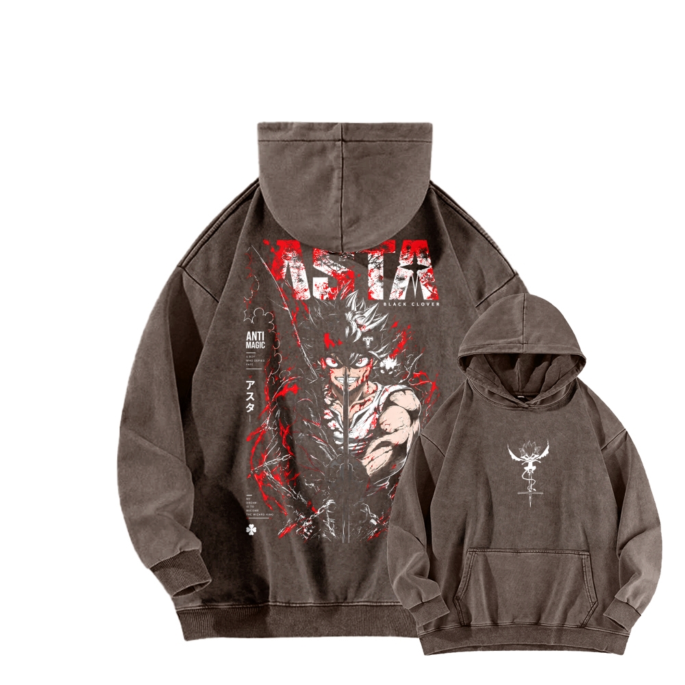 Black Clover Unisex washed sweatshirts