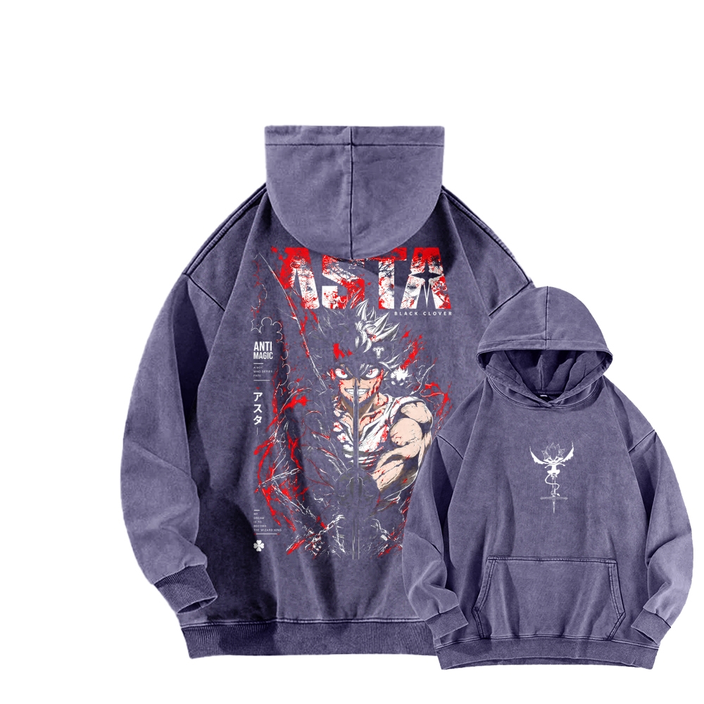 Black Clover Unisex washed sweatshirts