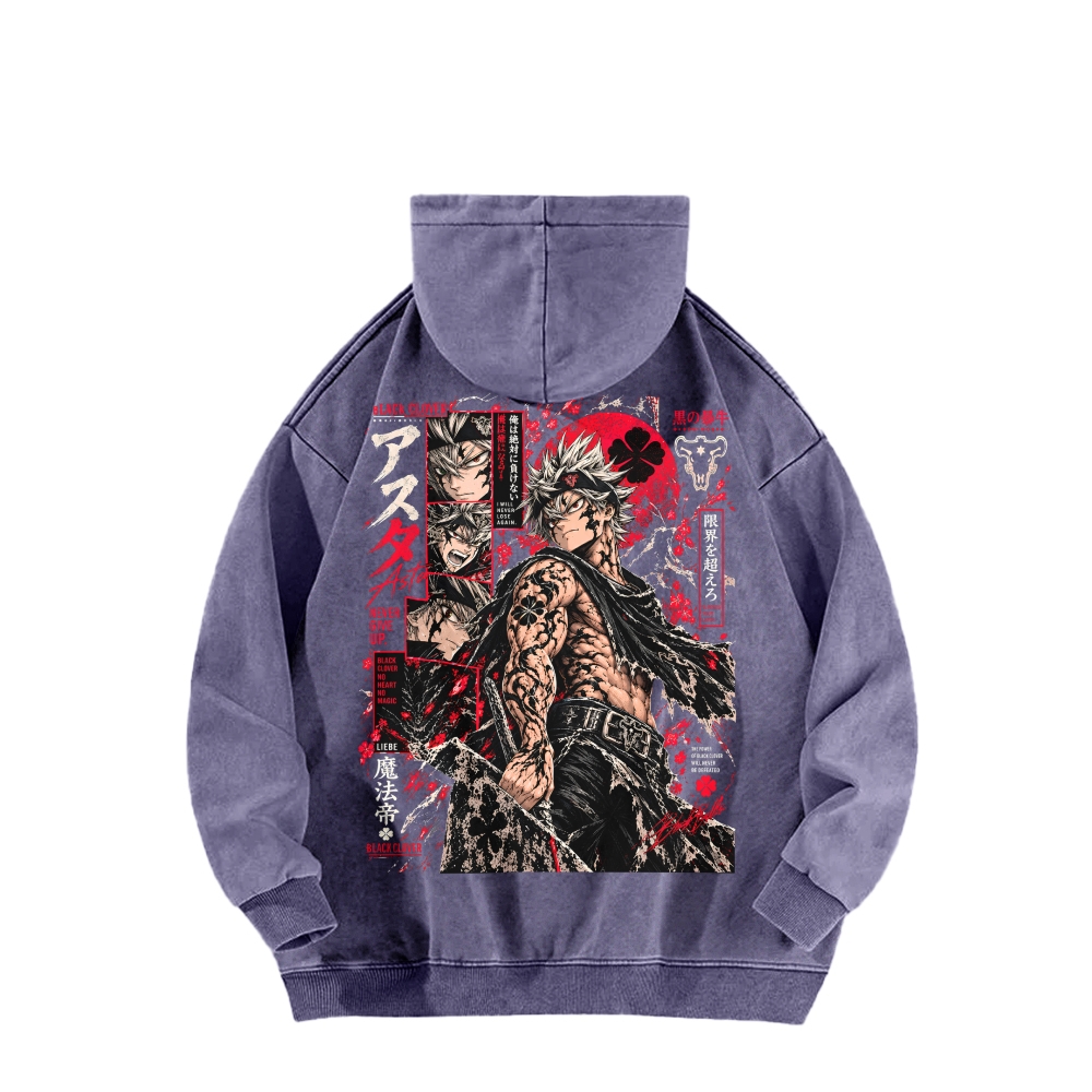 Black Clover Unisex washed sweatshirts