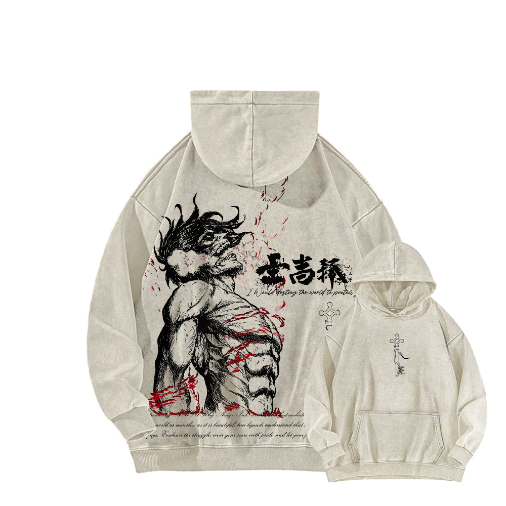 Attack on Titan Casual Washed Hoodies 2506023916