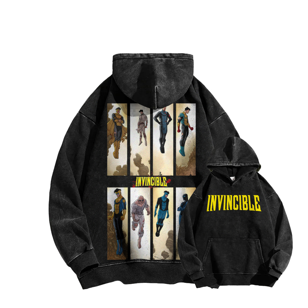 Invincible  Casual Washed Hoodies 2506023295