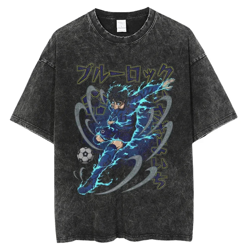 Blue Lock Isagi Tactical Master Oversized Vintage T-Shirt