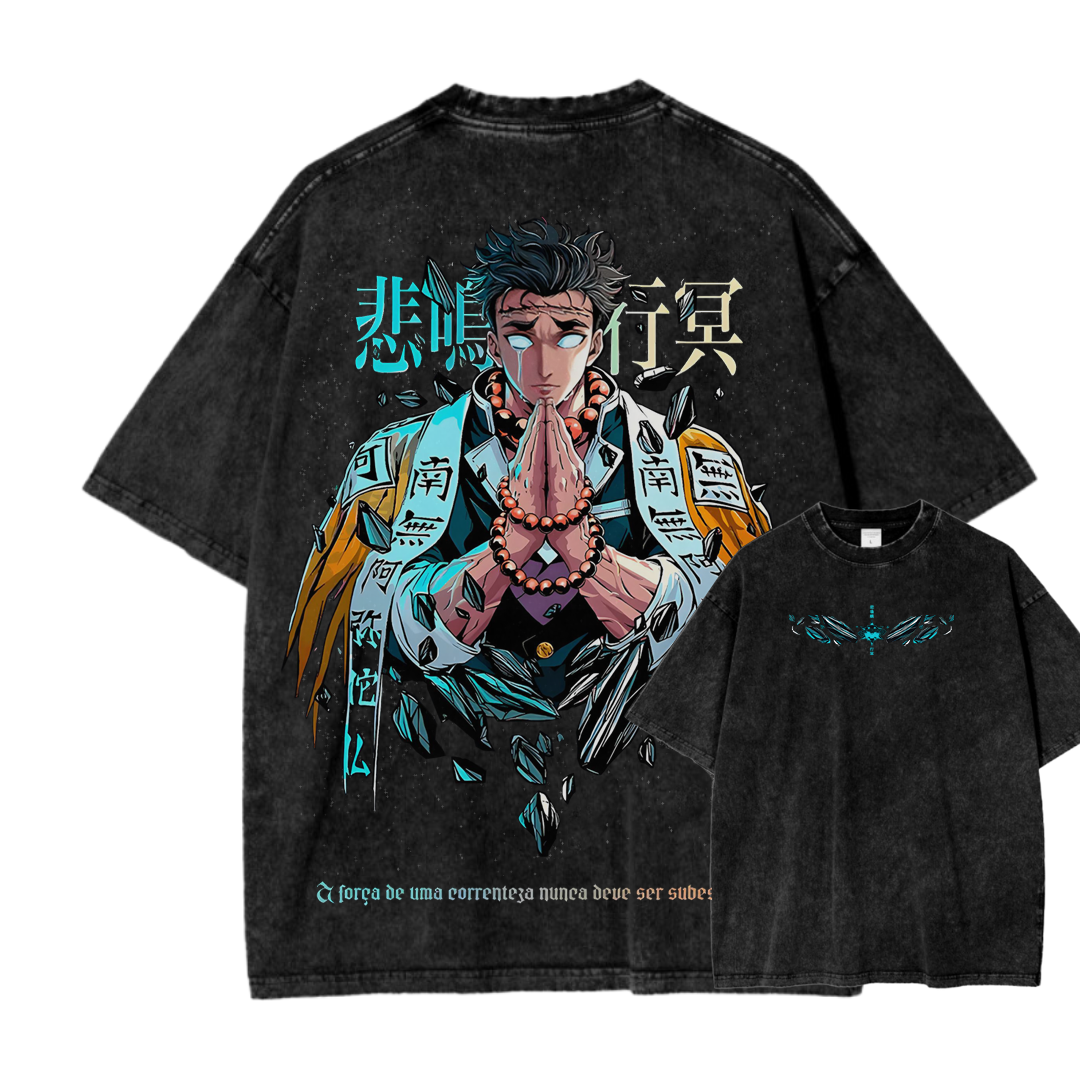 Demon Slayer Himejima Gyoumei Unisex Fit Washed T-Shirt 2504004057