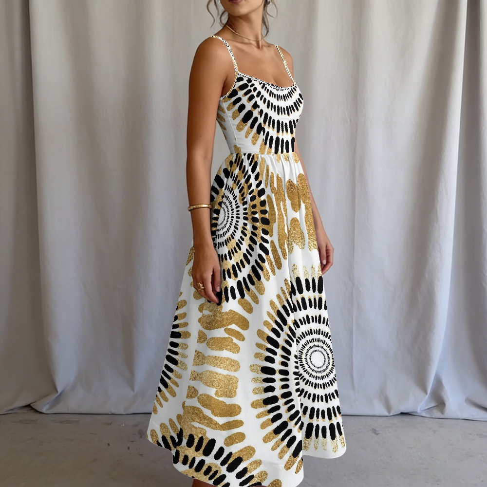 Women's Boho Sunburst Printed Slip Dress
