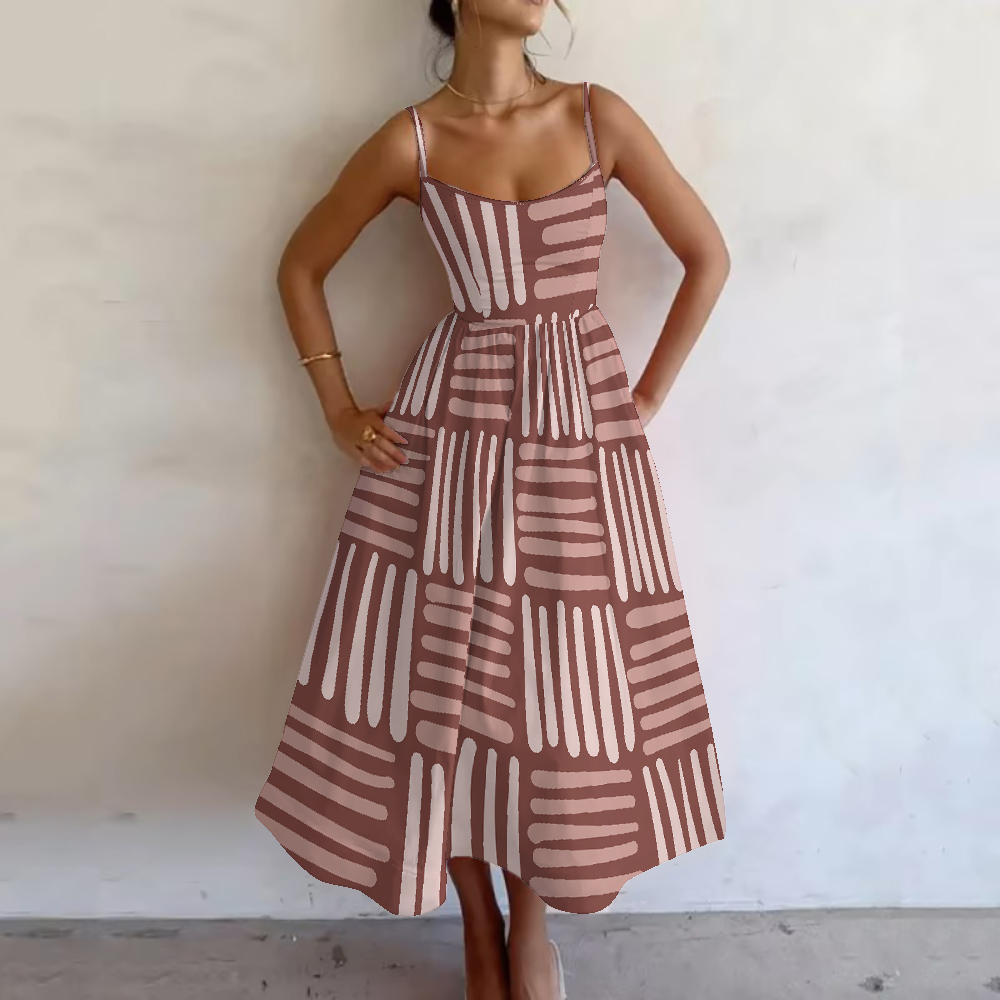 Women's Dusty Rose Stripe Printed Slip Dress