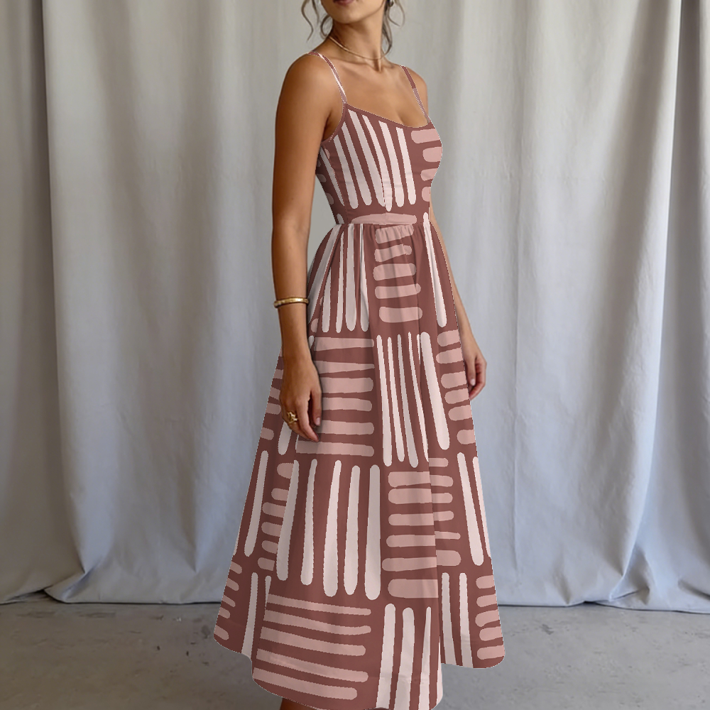 Women's Dusty Rose Stripe Printed Slip Dress