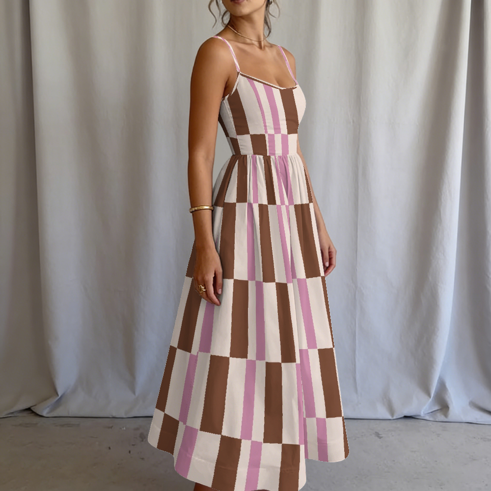 Women's Rosewood Check Printed Slip Dress