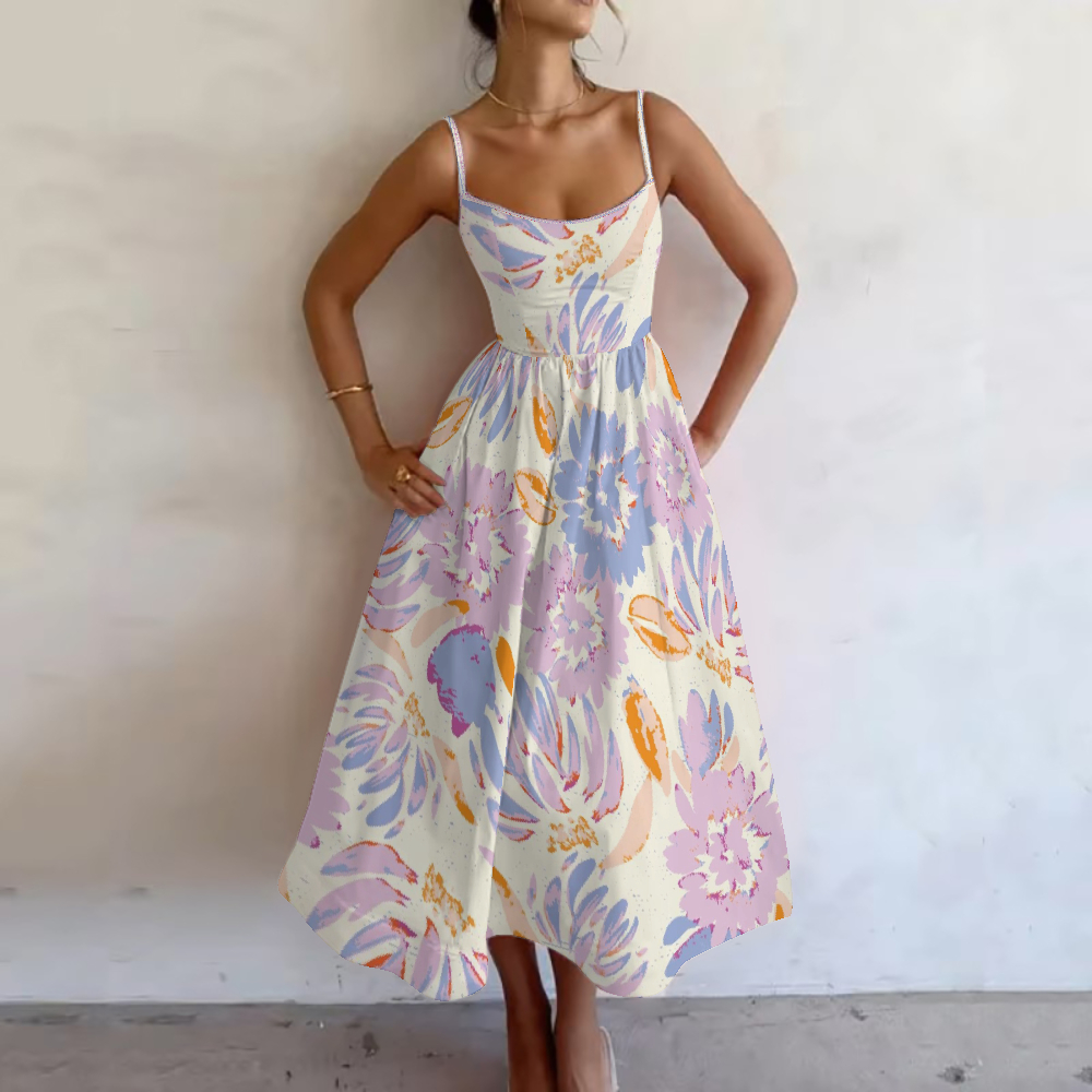 Women's Lavender Bloom Printed Slip Dress