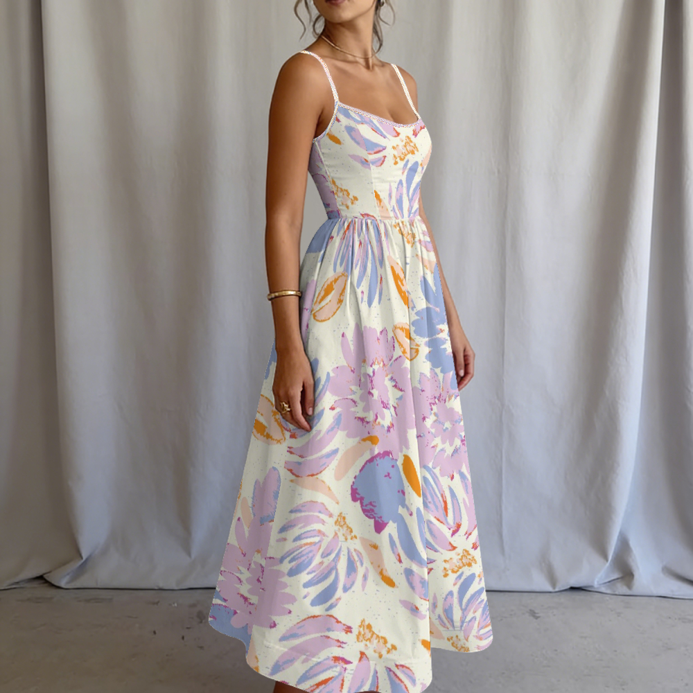 Women's Lavender Bloom Printed Slip Dress