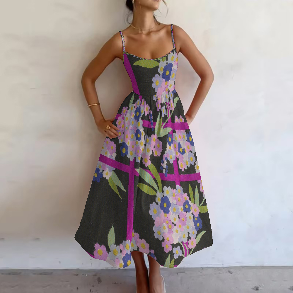 Women's Mauve Cross Bloom Printed Slip Dress