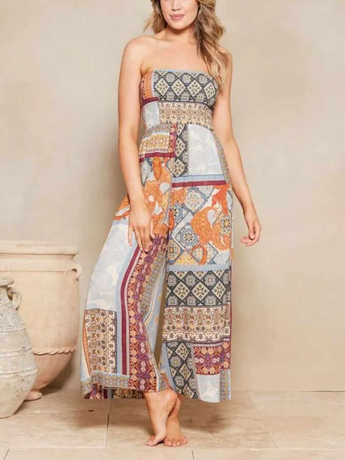 Retro Print Bikini and Beach Dress