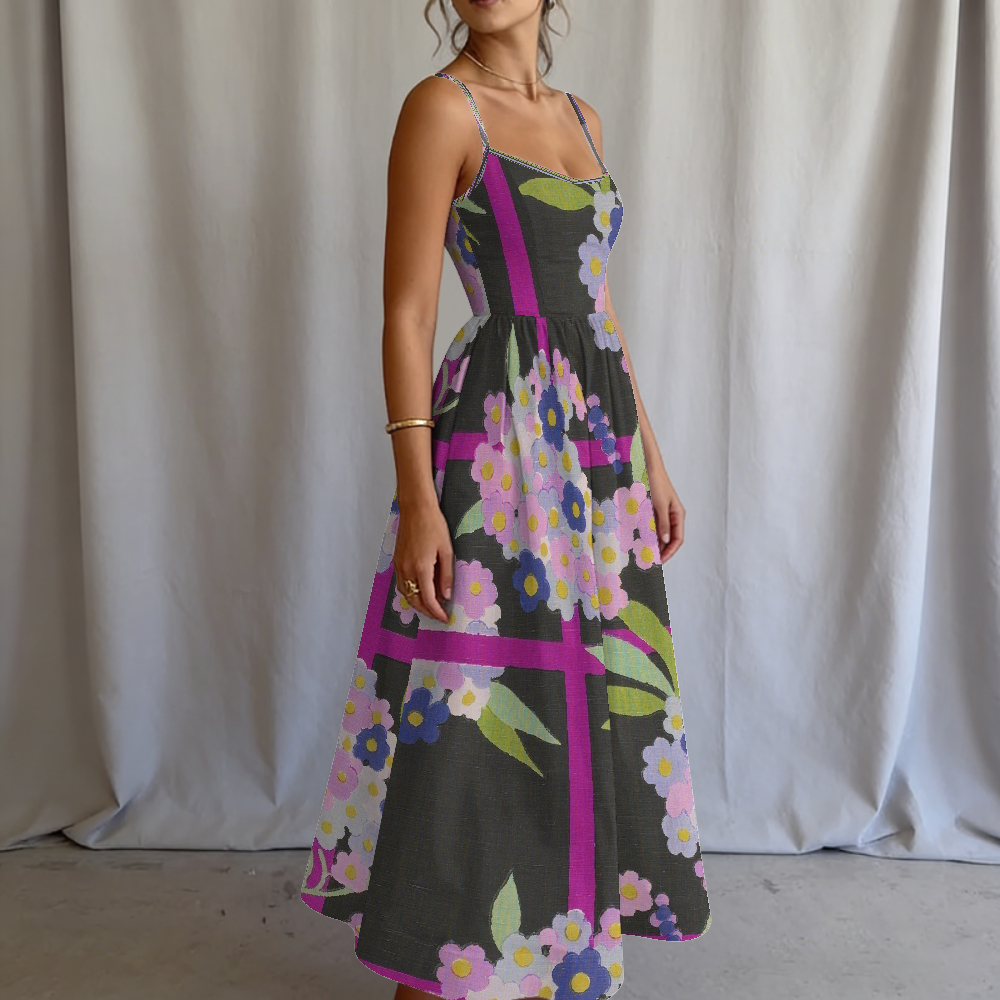 Women's Mauve Cross Bloom Printed Slip Dress