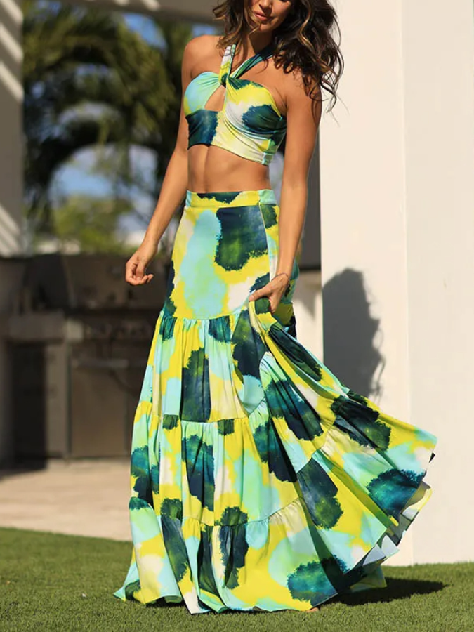 Beach Resort Printed Swimsuits and Skirts