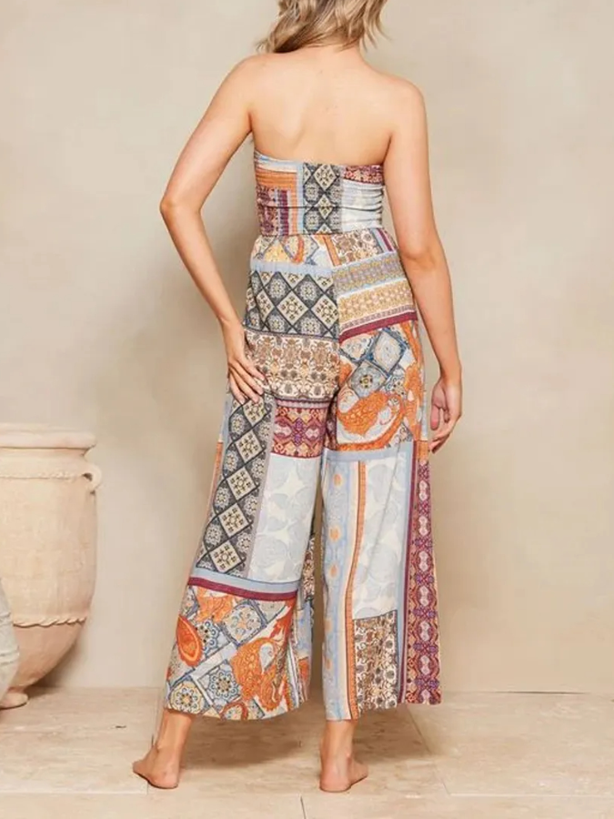 Retro Print Bikini and Beach Dress