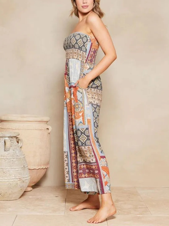 Retro Print Bikini and Beach Dress