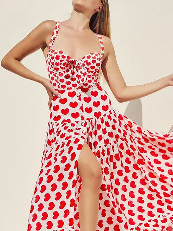 Sling Lace Up Printed One Piece Swimsuit And Beach Skirt