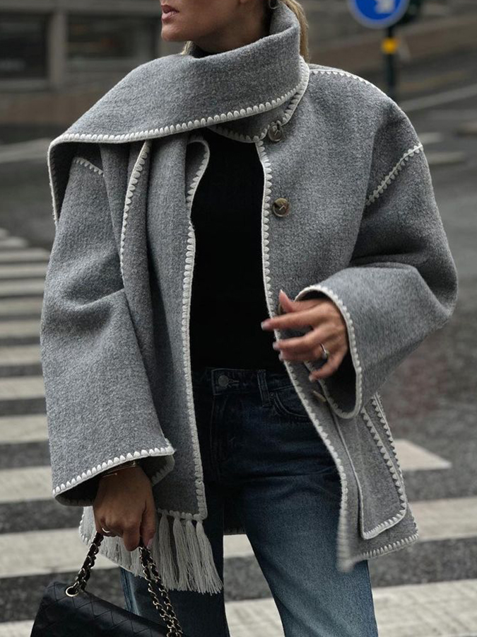 Scarf Tassel Fashion Coats