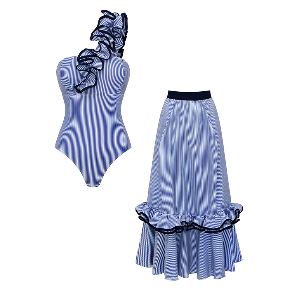 Blue Stripe One-Piece Set