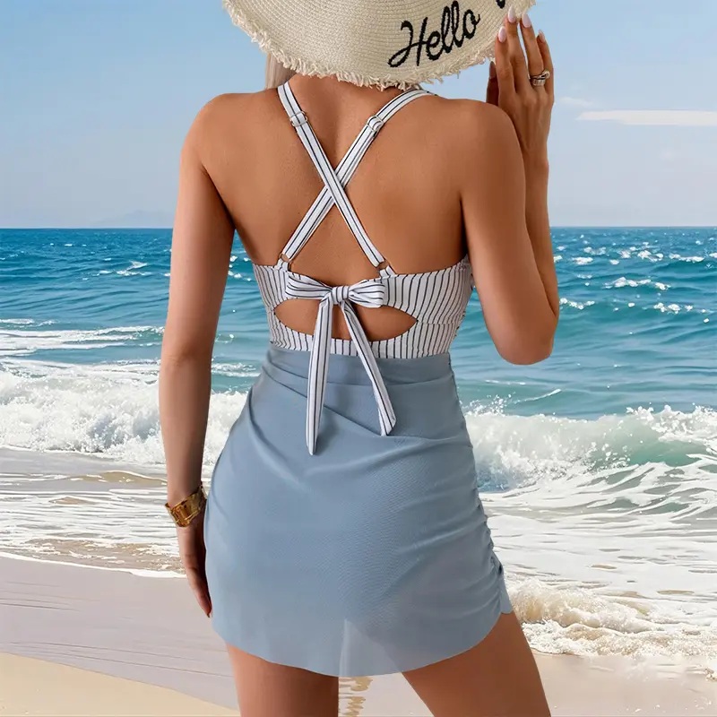 Women Mesh One Piece Swimdress Swimsuit