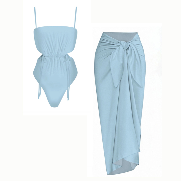 Solid color Ruched One-Piece Set