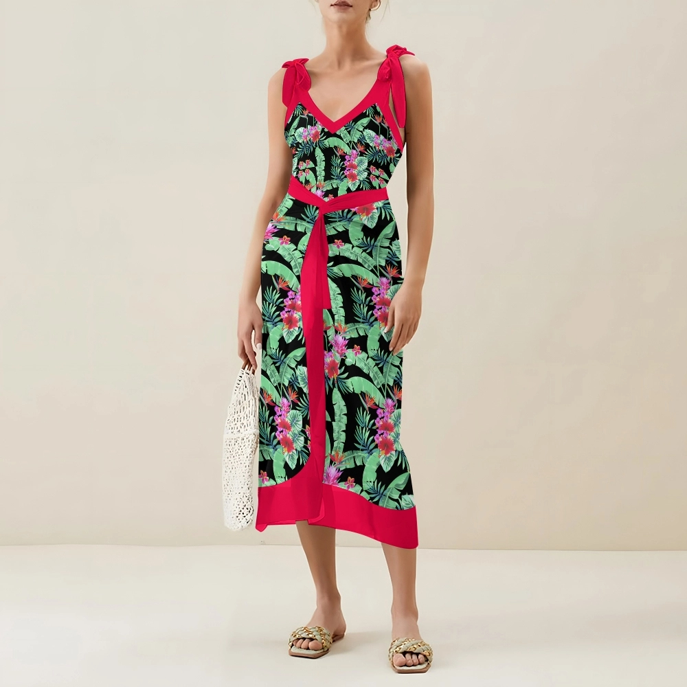 Women's Tropical Floral One Piece Swimsuit Set