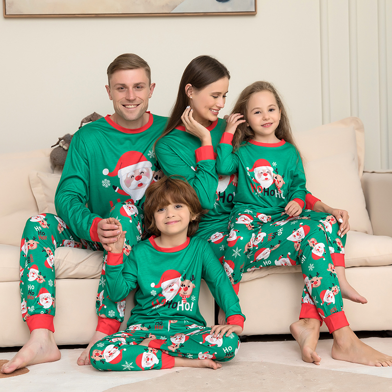 Green Family Matching Merry Christmas Family Look Pajama Set