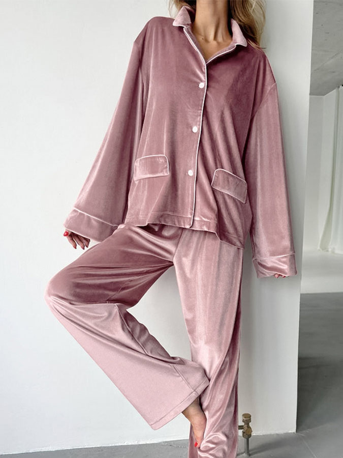 Pink Long Sleeves Pajama Sets