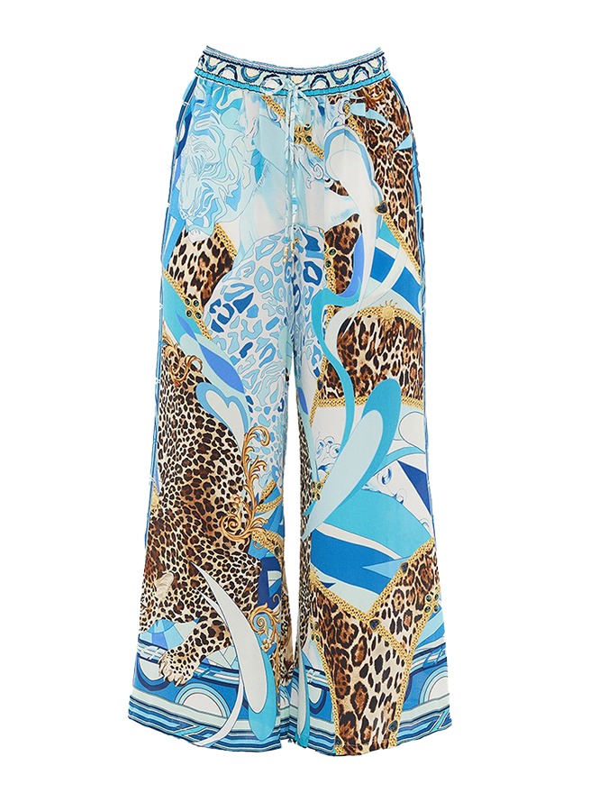 Tiger Printed One Shoulder One Piece and Pants Swimwear