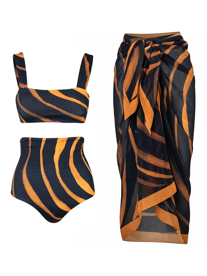 Printed Bikini Swimsuit and Cover-up Set