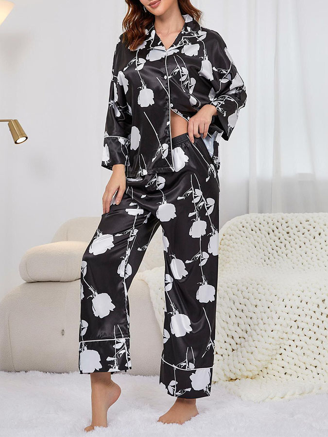 Floral Printed Long Sleeves Pajama Sets