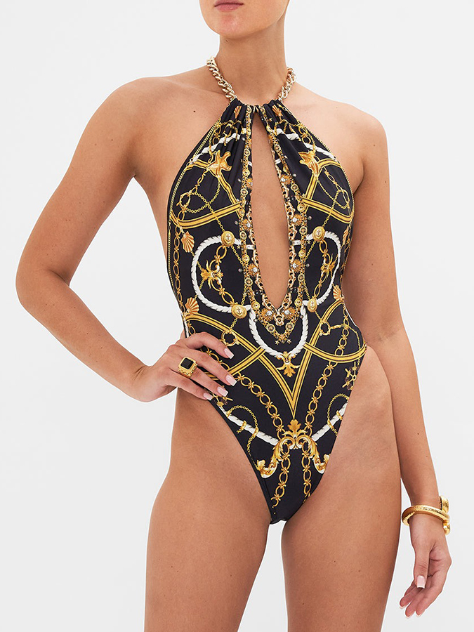 Printed One Piece and Pants Swimwear